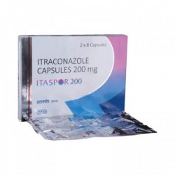 Box pack and a strip of generic Itraconazole  200mg Capsule