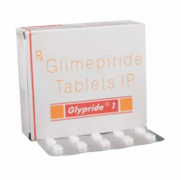 A box and a strip of Glimepiride 1 mg Tab