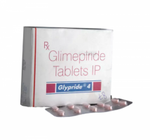 A box and a blister of Glimepiride 4 mg Tab