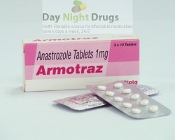 Box and a few strips of generic Anastrozole 1mg tablets