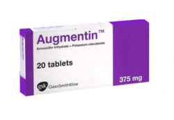 Box of generic AMOXICILLIN CLAVULANATE ( Clavulanic acid ) 250mg 125mg Tablet