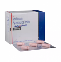 A box and a strip of generic Avelox 400 mg tablets