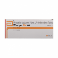Box of generic olmesartan 40 mg, amlodipine 5 mg