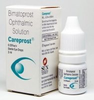 Box and a dropper bottle of generic Bimatoprost Opthalmic Solution 0.03, 3 ml Eye Drops
