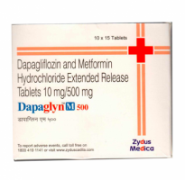 A box of Dapagliflozin (10mg) + Metformin (500mg) Tab