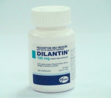 A bottle of Dilantin 100 mg Caps