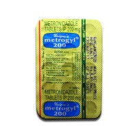 Back of generic metronidazole 200mg tablet blister strip