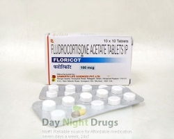 Box pack and two strips of generic Florinef Acetate 0.1mg Tablets