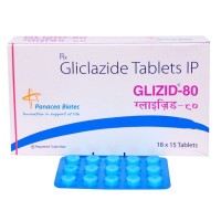 A box and a strip of Gliclazide 80mg Tab