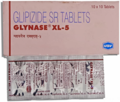 A box and a blister of Glipizide  5mg Tab