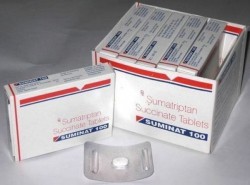 Boxes and blister strip of generic Sumatriptan Succinate 100mg tablet