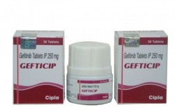 Two boxes and a bottle of Gefitinib 250mg Tab