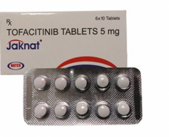 A box and a strip of Tofacitinib 5mg Tab