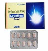 Box and blister strip of generic levofloxacin 250mg tablet