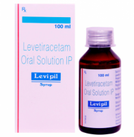 A bottle and a box of Levetiracetam 100mg/mL Solution
