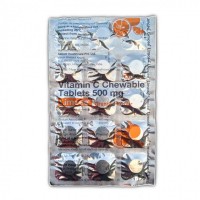 A blister strip of generic Vitamin C Chewable Tablet - 500mg