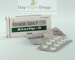 Box and two strips of generic Atorvastatin Calcium 5mg tablets