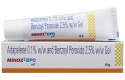 A tube and a box of Adapalene (0.1% w/w) + Benzoyl Peroxide (2.5% w/w) Gel - 15gm