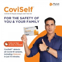 A box of Mylab CoviSelf - COVID-19 Rapid Antigen Self Test Kit