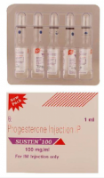 A box pack and 5 vials of generic Progesterone 100mg/ml injection