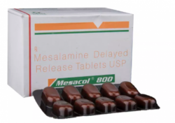 Box and a blister of Generic Asacol 800 mg Tab DR - Mesalamine