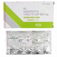 Box and blister strip of generic Gabapentin 600mg capsule