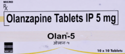 A box of generic Olanzapine 5mg tablet