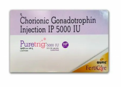 A box pack of Puretrig 5000 i.u Injection High Purity HCG