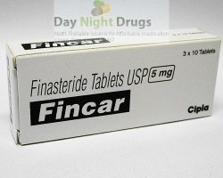 Box pack of generic Finasteride 5mg tablets