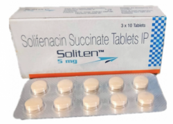 A box and a strip of Solifenacin 5mg Pills