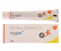 A box and a tube of Tacrolimus 0.10 % Ointment- 10gm