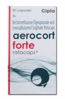 Box of generic Levalbuterol (100mcg) + beclomethasone (200mcg) Rotacaps with Rotahaler