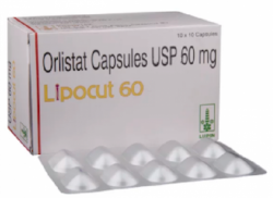 A box pack and a blister strip of Generic Alli 60 mg Caps - Orlistat