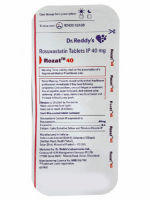 A strip of generic Rosuvastatin Calcium 40mg tablets