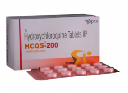 A strip and a box of generic Hydroxychloroquine 200mg Tablets