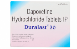 A box and a strip of Generic Priligy 30 mg Tab