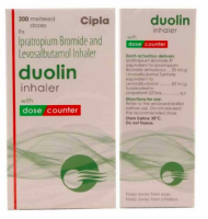 Box of generic Albuterol Sulfate and Ipratropium Bromide 20mcg/50mcg Inhaler