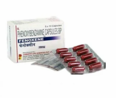 Two strip and a box of Phenoxybenzamine 10mg medication