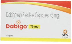 A box of Dabigatran Etexilate  75mg Caps