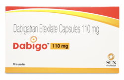 A box and a strip Dabigatran Etexilate 110mg Caps