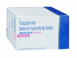A box of Metformin (850mg) + Vildagliptin (50mg) Tab