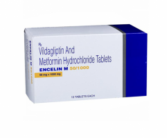 A box of Metformin (1000mg) + Vildagliptin (50mg) Tab