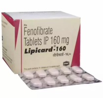 Box pack and two strips of generic Fenofibrate 160mg tablets