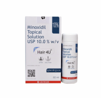 Box and a bottle of generic Minoxidil (10 % ) Solution