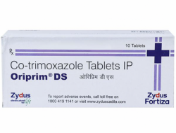 Box and a strip of Sulfamethoxazole Trimethoprim 800mg 160mg Tablets