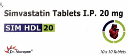 Box and a blister of generic Simvastatin 20mg tablets