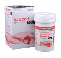 A box and a bottle of Generic Symbicort Rotacaps with Rotahaler - 100/6mcg