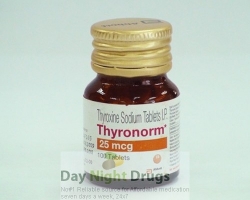 Bottle of generic Levoxyl  25mcg Tablets - levothyroxine sodium