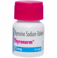 A bottle of Levothyroxine 75mcg Tab