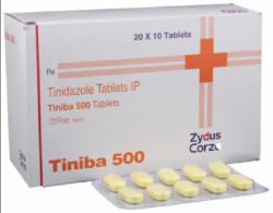 A box and a strip of Tinidazole 500mg Tab
